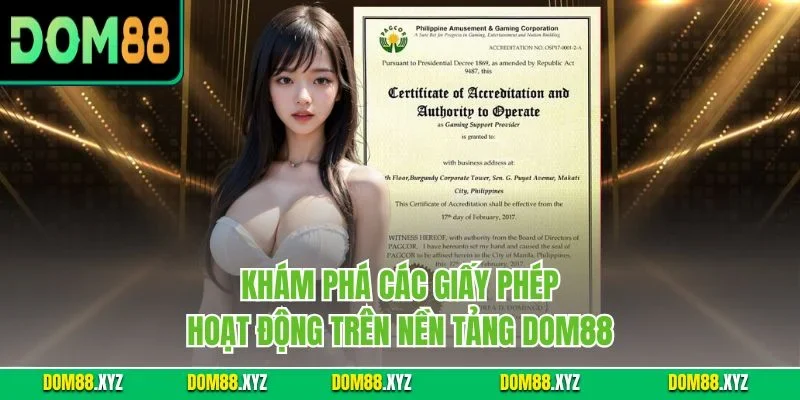 Khám phá các giấy phép hoạt động trên nền tảng DOM88